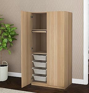 Шкаф IKEA Pax/Forsand полки/штанга/ящики/корзины 100х60х201 Дуб Античный (Бежевый)