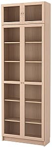 Шкаф витрина IKEA Billy/Oxberg oak veneer-white/glass 80x30x237 cm