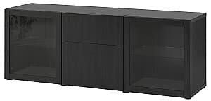 Шкаф витрина IKEA Besta black-brown Lappviken / Sindvik glass black-brown