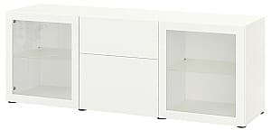 Шкаф витрина IKEA Besta white Lappviken / Sindvik glass white 180x42x65 см