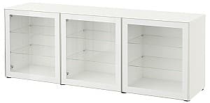 Dulap cu vitrina IKEA Besta white / Glassvik white glass