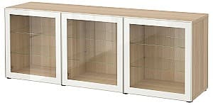 Шкаф витрина IKEA Besta antique oak / Glassvik white glass