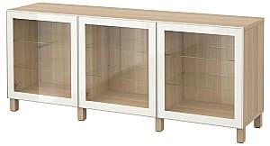 Шкаф витрина IKEA Besta Antique oak / Glassvik / Stubbarp White glass