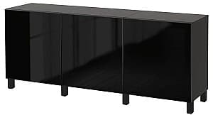 Шкаф витрина IKEA Besta black-brown / Glassvik / Stubbarp black / smoky glass