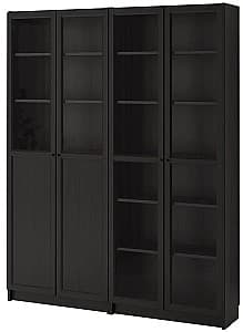 Шкаф витрина IKEA Billy  / Oxberg  black-brown glass 160x30x202 см