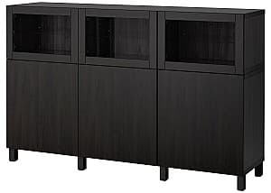 Шкаф витрина IKEA Besta black-brown  Lappviken / Sindvik black-brown glass 180x42x112 см