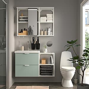 Set de mobila de baie IKEA Enhet/Tvallen/Glypen cu sertare/oglinda 102x43x65 Alb/Gri Verde Deschis