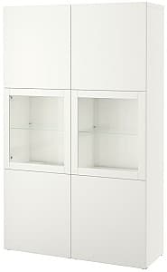 Шкаф витрина IKEA Besta White / Selsviken clear white / glossy glass 120x40x192 cm