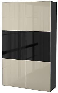 Шкаф витрина IKEA Besta black-brown / glossy Selsviken / smoky glass 120x40x192 см