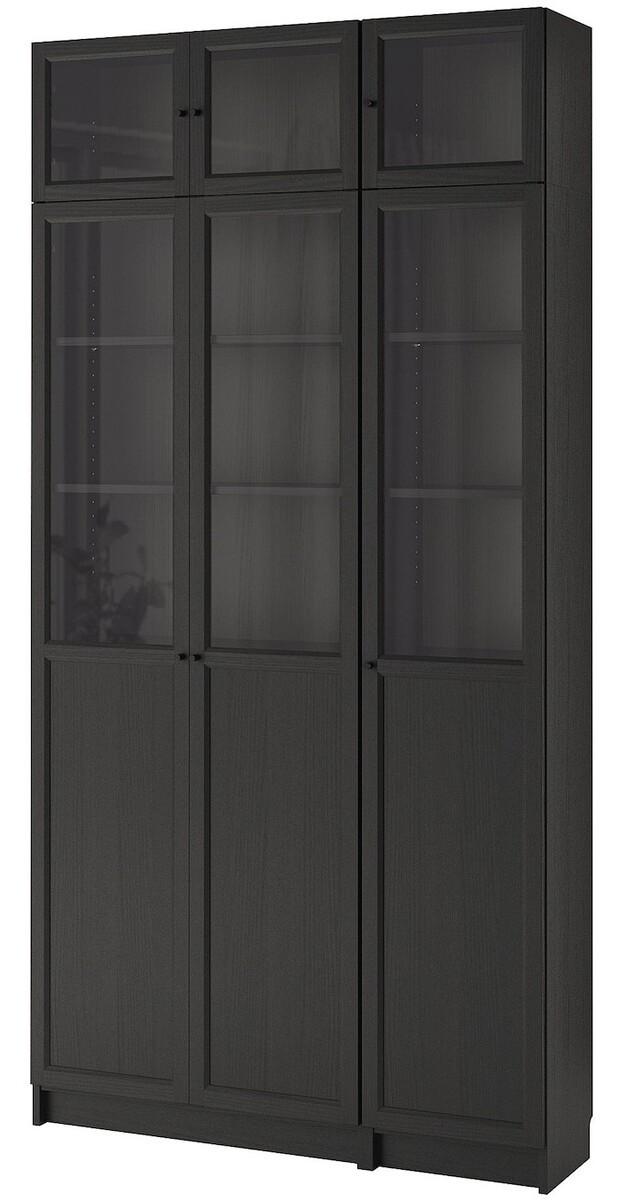 Dulap cu vitrina IKEA Billy / Oxberg Black-Brown 120x30x237 см