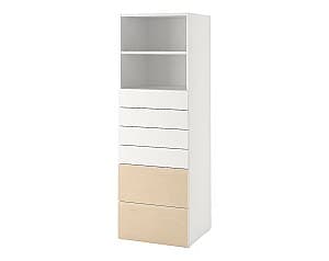 Dulap pentru copii IKEA Smastad/Platsa 6 sertare 60x57x181 Alb/Mesteacan(Bej)