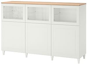 Dulap cu vitrina IKEA Besta cu usi 180x42x114 Alb/Smeviken/Kabbarp Sticla Alb