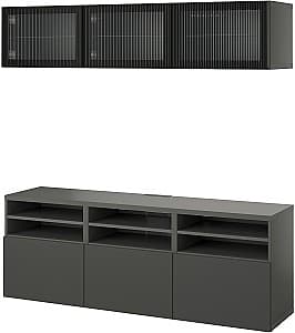 Living IKEA Besta/Lappviken/Fallsvik cu inchidere lina 180x42x192 Antracit/Gri Inchis