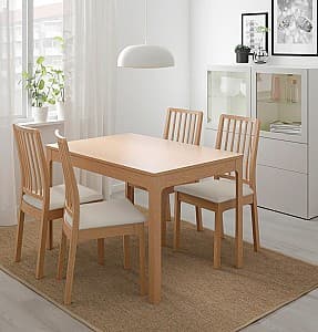 Набор стол и стулья IKEA Ekedalen/Hakebo 120/180x80 (1+4) Дуб/Бежевый