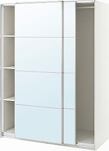 Шкаф-купе IKEA Pax/Grimo 3 полки/штанга/зеркало 150x66x201 Белый