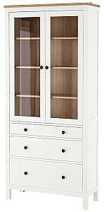 Шкаф витрина IKEA Hemnes 3 ящика 90x197 Окрашенный Белый/Светло-Коричневый