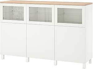 Dulap cu vitrina IKEA Besta/Lappviken/Stubbarp/Sindvik cu usi/sticlă 180x42x114 Alb