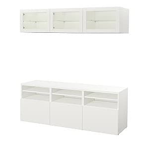 Living IKEA Besta white/Lappviken glass white 180x42x192