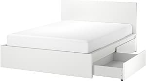 Pat IKEA Malm/Lindbaden 2 cutii depozitare 180x200 Alb