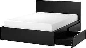 Pat IKEA Malm/Lindbaden 2 cutii depozitare 180x200 Negru Maro