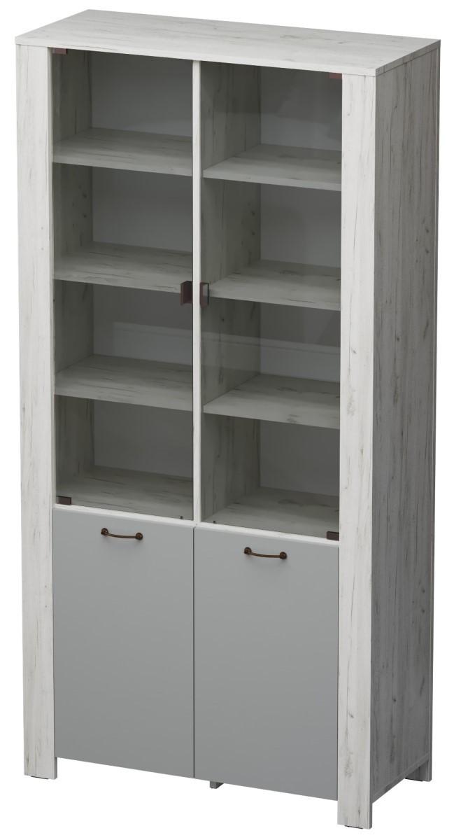 Шкаф витрина ML Mobila Вега № 14 Дуб Крафт Белый/Серый