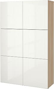 Dulap IKEA Besta/Selsviken 120x42x193 Aspect Stejar Antichiza/Lucios/Alb