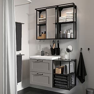 Комплект мебели для ванной IKEA Enhet/Tvallen/Rannilen с ящиками/рамка 102x43x65 Антрацит/Серый