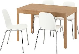 Set de masa si scaune IKEA Ekedalen/Lidas 120/180x80 (1+4) Stejar/Alb/Crom