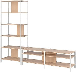 Стеллаж IKEA Jattesta 240x40x194 Белый/Светлый Бамбук