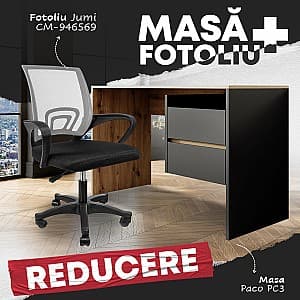 Masa de birou Yasen Paco PC3 Stejar Artizan/Antracit + Fotoliu Jumi CM-946569