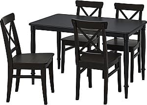 Set de masa si scaune IKEA Danderyd/Ingolf 130x80x75 (1+4) Negru/Negru Maro