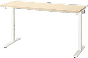 Masa pentru calculator IKEA Mittzon inaltime reglabila/electrica 140x60 Furnir Mesteacan (Bej)/Alb