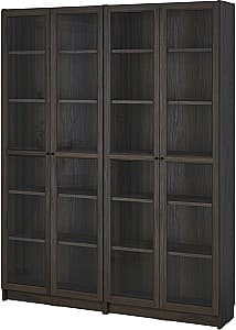 Шкаф витрина IKEA Billy/Oxberg 160x30x20 Темно Коричневый/Имитация Черного Дуба