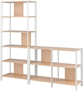 Стеллаж IKEA Jattesta 200x194 Белый/Светлый Бамбук