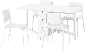 Set de masa si scaune IKEA Norden/Teodores 26/89/152x80 (1+4) Alb