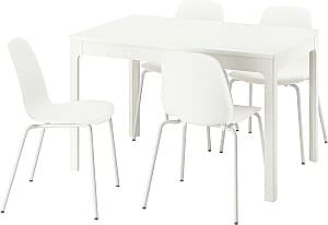 Set de masa si scaune IKEA Ekedalen/Lidas 120/180x80 (1+4) Alb