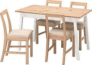 Set de masa si scaune IKEA Pinntorp/Katorp 125x75 (1+4) Maro Deschis/Alb