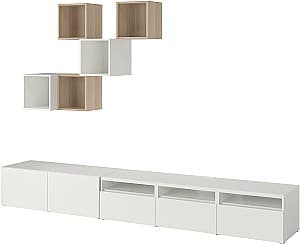 Стенка IKEA Eket 300x42x210 Белый/Под Дуб Беленый