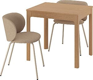 Набор стол и стулья IKEA Ekedalen/Krylbo/Tonerud 80/120x70 (1+2) Дуб/Светло Бежевый