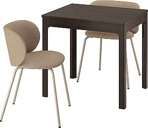 Набор стол и стулья IKEA Ekedalen/Krylbo/Tonerud 80/120x70 (1+2) Темно Коричневый/Светло Бежевый