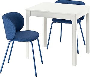 Набор стол и стулья IKEA Ekedalen/Krylbo/Tonerud 80/120x70 (1+2) Белый/Синий