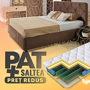 Pat Ambianta Cristal 1.6 m Maro tapitat + Saltea Salt Confort Clasic 160x200