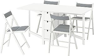 Набор стол и стулья IKEA Norden/Frosvi/Knisa 26/89/152x80 (1+4) Белый/Серый