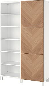 Etajera IKEA Besta/Hedeviken 120x42x202 Alb/Furnir Stejar