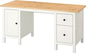 Компьютерный стол IKEA Hemnes 155x65 Белая Морилка/Cветло Коричневый