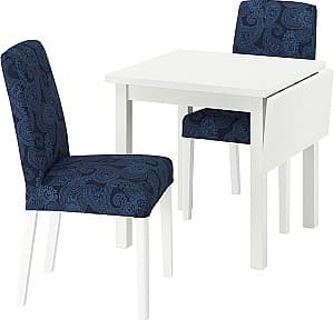 Набор стол и стулья IKEA Nordviken/Bergmund/Kvillsfors 74/104x74 (1+2) Белый/Темно Синий