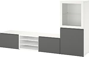 Tumba pentru televizor IKEA Besta/Sindvik/Vasterviken usi sticla 240x42x129 Alb/Gri Inchis