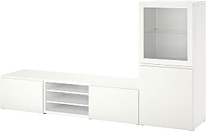 Tumba pentru televizor IKEA Besta/Vasterviken sticla/sertar 240x42x129 Alb