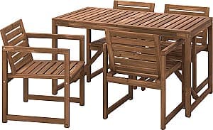 Set mobila de gradina IKEA Nammaro 4 scaune 140cm Maro Deschis Vopsit