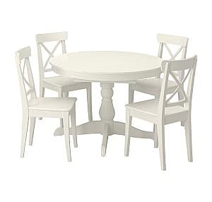 Set de masa si scaune IKEA Ingatorp / Ingolf White (4 scaune)